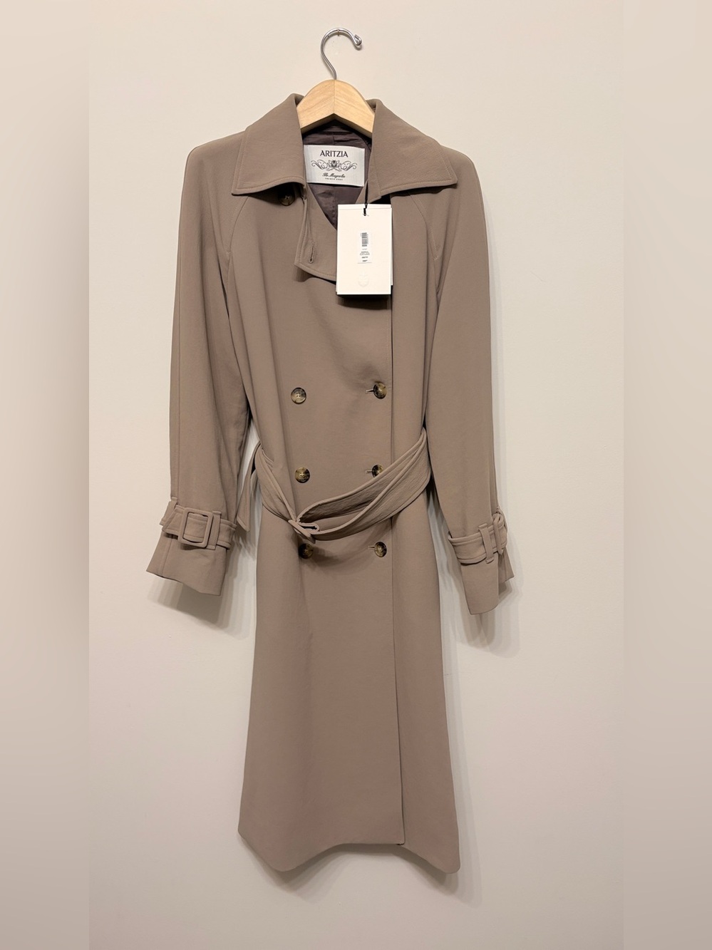 Aritzia nomad taupe magnolia crepette trench coat sz xxs new